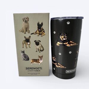 Rottweiler Serengeti 20oz Tumbler w/ Lid Box Stainless Steel Hot Cold Rottie